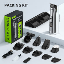 Load image into Gallery viewer, Beard Trimmer for Men, 15 Pieces Mens Grooming Kit, 5 in 1 Stainless Steel Blade Cordless Hair Clippers, 150-Min Long Runtime, IPX7 Waterproof, 3 Speeds Body Hair Trimmer for Nose, Ear, Face, Chest
