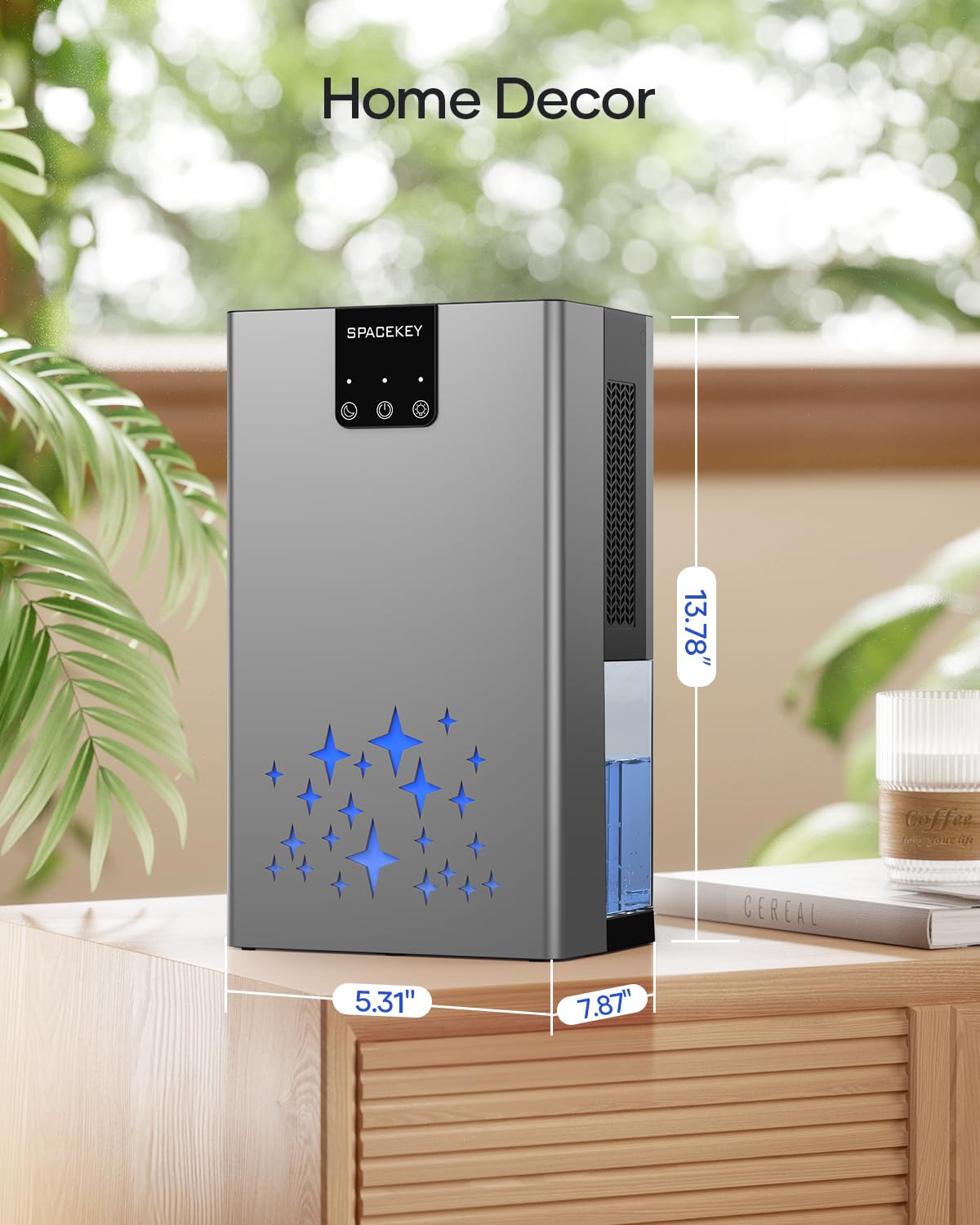 Dehumidifier, 95 OZ Water Tank Dehumidifiers for Home, 1000 sq. ft. Grey