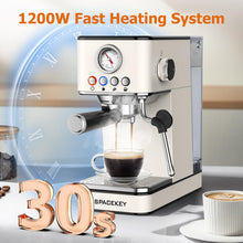 Load image into Gallery viewer, Spacekey 20 Bar 1350W Espresso Maker with Milk Frother, White