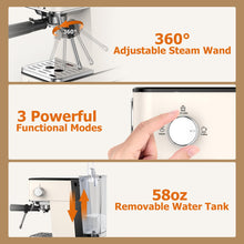 Load image into Gallery viewer, Spacekey 20 Bar 1350W Espresso Maker with Milk Frother, White