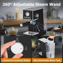 Load image into Gallery viewer, Spacekey 20 Bar 1350W Espresso Maker with Milk Frother, Black