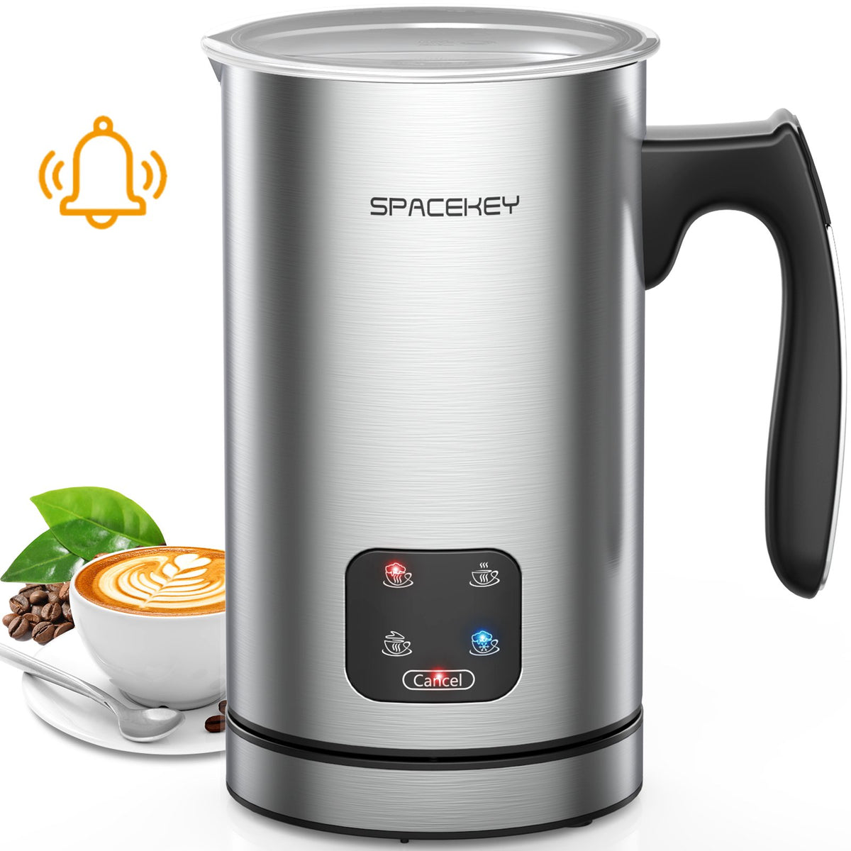 Secura Electric Milk Frother, Automatic Milk Steamer Warm or Cold Foam Maker for Coffee, Cappuccino, Latte, Stainless Steel Milk
