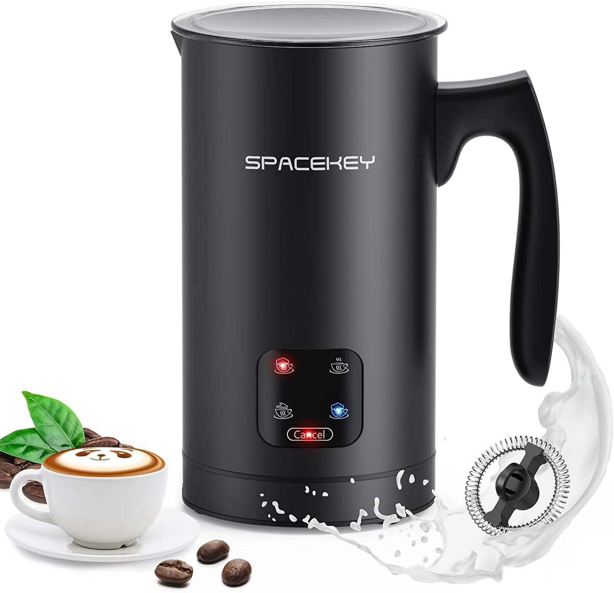  Milk Frother, Electric Milk Steamer, Spacekey 4-in-1 Automatic  Hot and Cold Foam Maker with Touch Screen, 10oz/300ml Stainless Steel Milk  Foamer with Buzzer for Latte,Cappuccinos,Chocolate Milk,Silver: Home &  Kitchen