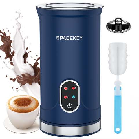Spacekey 4-in-1 Electric Milk Frother, 10.1oz/300ml Automatic Foam Maker with Mute Mode