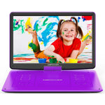 DBPOWER 17.9" Portable DVD Player with 15.6" Large HD Screen, 6 Hours Rechargeable Battery, Support USB/SD Card/Sync TV and Multiple Disc Formats, High Volume Speaker,Purple
