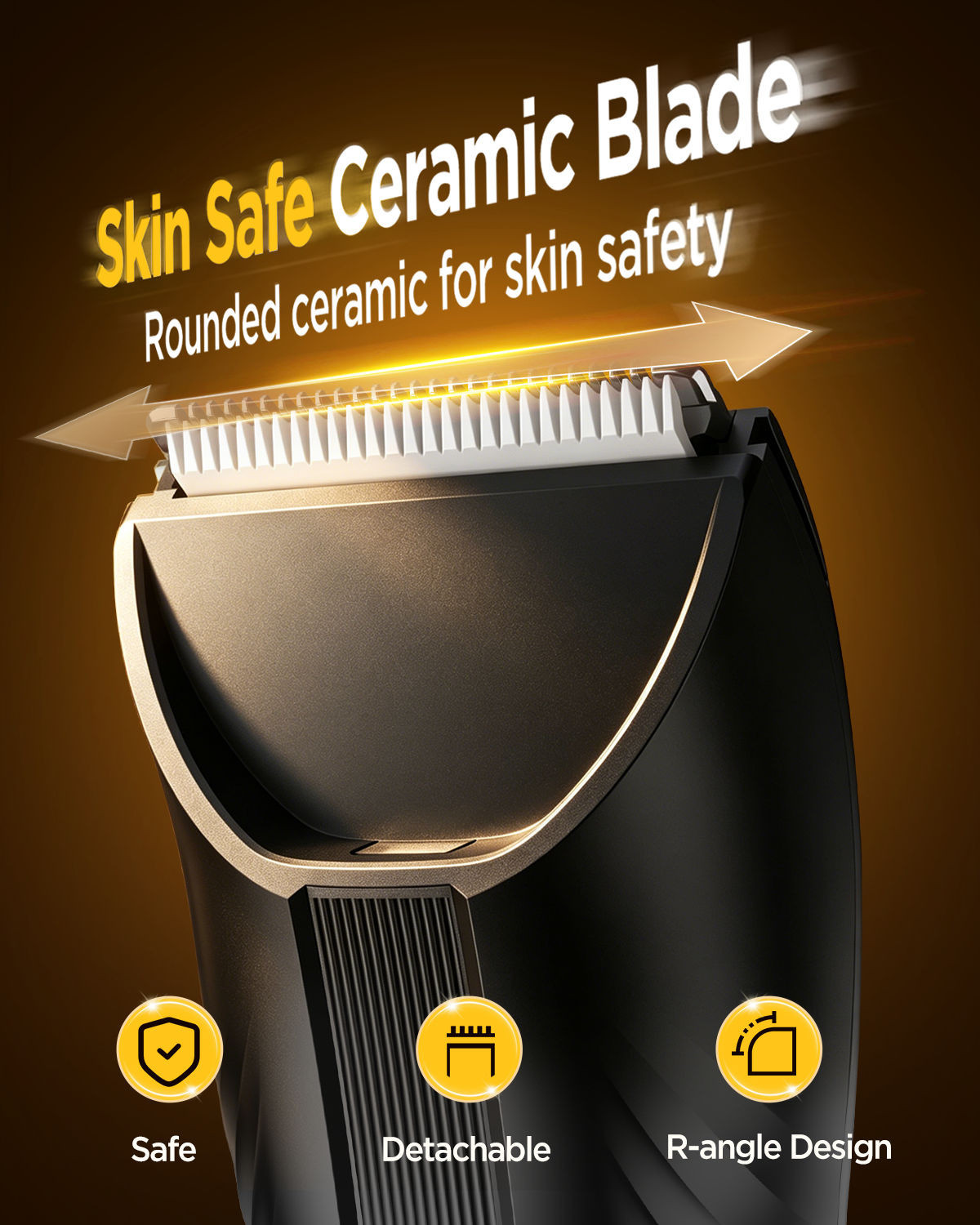 Electric Body Hair Trimmer, IPX7 Waterproof , LED Light, Charging Dock