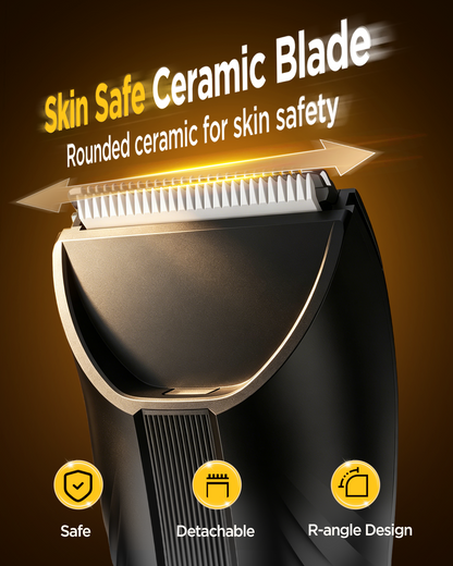 Electric Body Hair Trimmer, IPX7 Waterproof , LED Light, Charging Dock