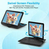 17.9" Portable DVD Player with 15.6" HD Swivel Screen, Support Multiple DVD CD Formats/USB/SD Card/Sync TV, 6 Hours Rechargeable Battery, Car Charger, Remote Control, Region Free
