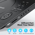 DBPOWER 16.9" Portable DVD Player with HD Swivel Large Screen，Support USB/SD/ DVD/TV Sync(Do Not Support Blu-Ray)