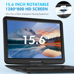 17.9" Portable DVD Player-With 15.6" HD Swivel Screen, Support Multiple DVD CD Formats/USB/SD Card/Sync TV, 6 Hours Rechargeable Battery, Car Charger