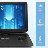 17.9" Portable DVD Player-With 15.6" HD Swivel Screen, Support Multiple DVD CD Formats/USB/SD Card/Sync TV, 6 Hours Rechargeable Battery, Car Charger