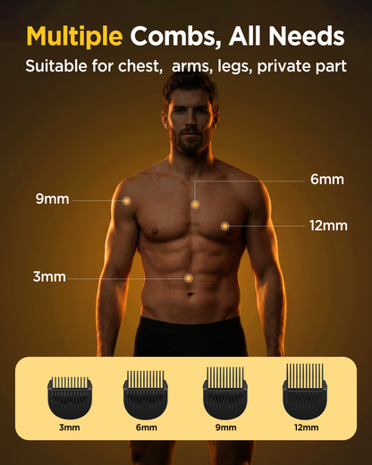 Electric Body Hair Trimmer, IPX7 Waterproof , LED Light, Charging Dock