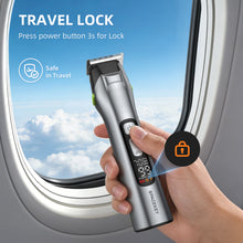 Load image into Gallery viewer, Beard Trimmer for Men, 15 Pieces Mens Grooming Kit, 5 in 1 Stainless Steel Blade Cordless Hair Clippers, 150-Min Long Runtime, IPX7 Waterproof, 3 Speeds Body Hair Trimmer for Nose, Ear, Face, Chest
