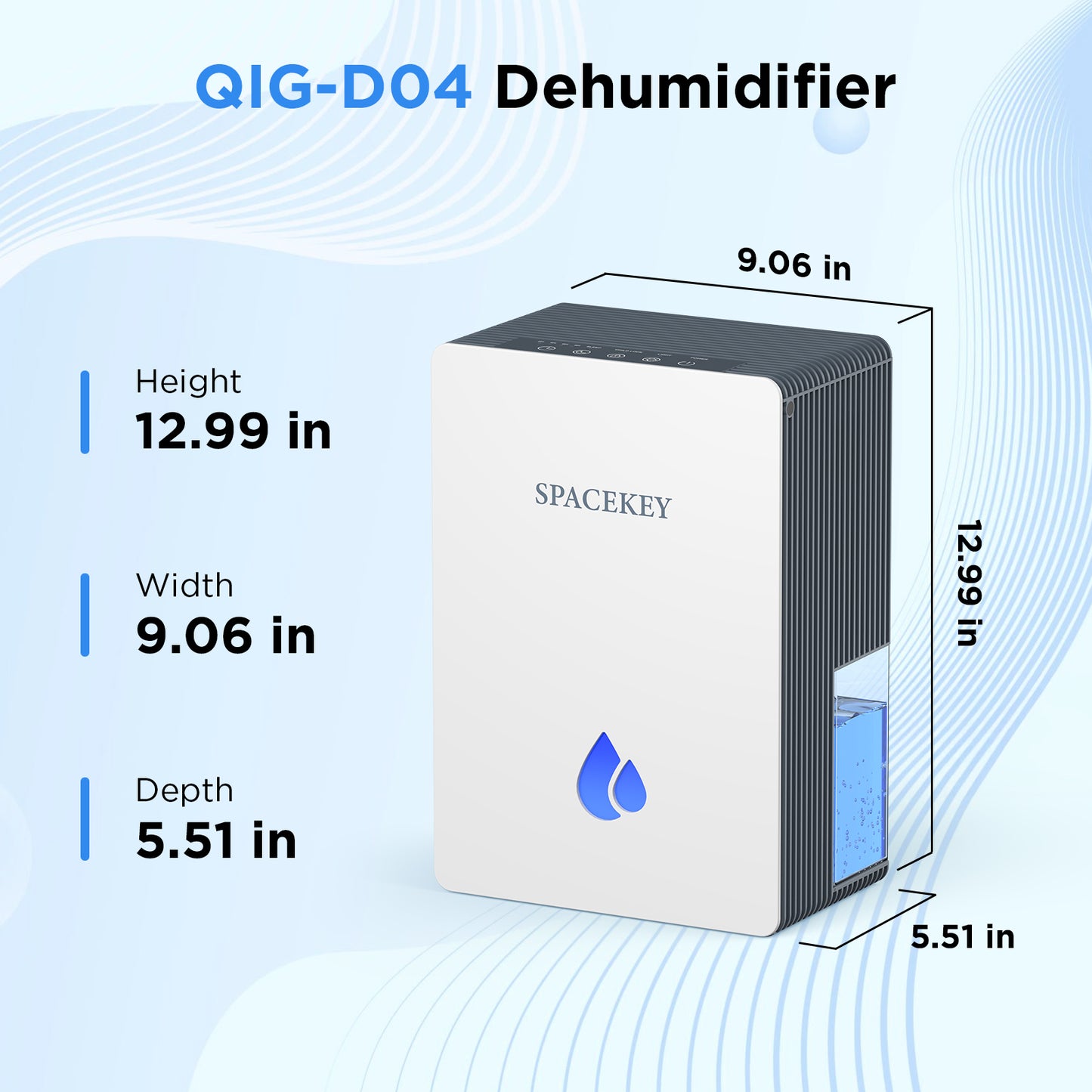 Dehumidifiers for Home, 95 OZ Water Tank Dehumidifier with Drain Hose, 1000 Sq.Ft