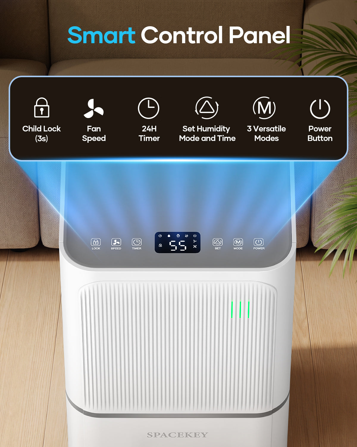 34 Pints Dehumidifier for Basement with Drain Hose Up to 2500 Sq.Ft