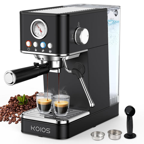 Spacekey 20 Bar 1350W Espresso Maker with Milk Frother, Black