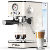 Spacekey 20 Bar 1350W Espresso Maker with Milk Frother, White