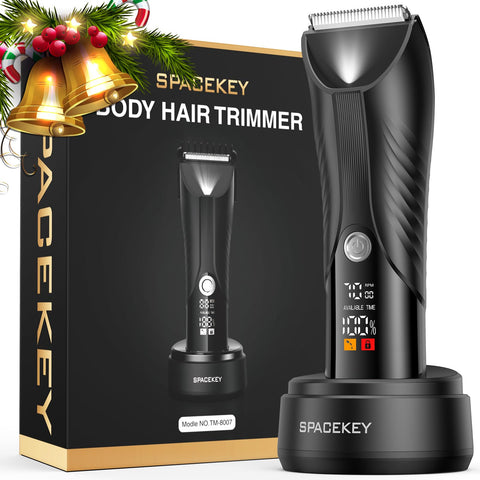 Spacekey IPX7 Manscape Body Hair Trimmer for Men with 2 Speeds, LED Light