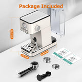 Spacekey 20 Bar 1350W Espresso Maker with Milk Frother, White