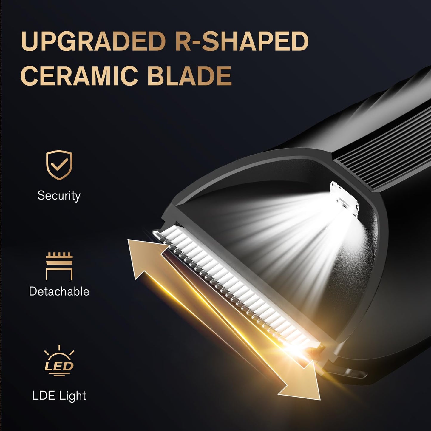 Electric Body Hair Trimmer, IPX7 Waterproof , LED Light, Charging Dock