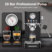 Load image into Gallery viewer, Spacekey 20 Bar 1350W Espresso Maker with Milk Frother, Black
