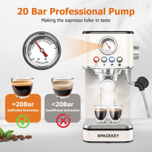 Load image into Gallery viewer, Spacekey 20 Bar 1350W Espresso Maker with Milk Frother, White
