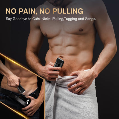 Electric Body Hair Trimmer, IPX7 Waterproof , LED Light, Charging Dock