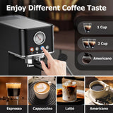 Spacekey 20 Bar 1350W Espresso Maker with Milk Frother, Black