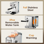 Spacekey CM5080 20 Bar 1350W Espresso Maker with Milk Frother