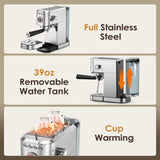 Spacekey CM5080 20 Bar 1350W Espresso Maker with Milk Frother