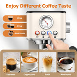 Spacekey 20 Bar 1350W Espresso Maker with Milk Frother, White