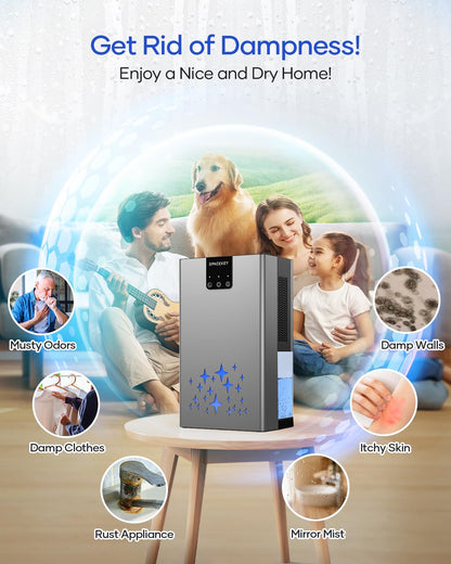 Dehumidifier, 95 OZ Water Tank Dehumidifiers for Home, 1000 sq. ft. Grey